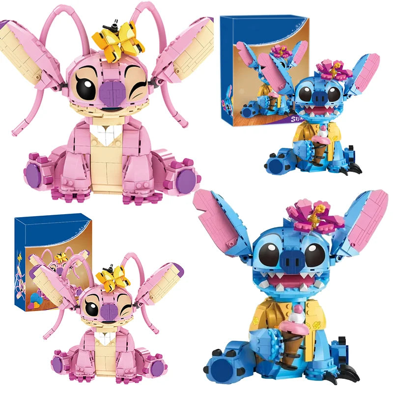Disney Stitch et Angel - Figurines en Briques avec Oreilles Mobiles